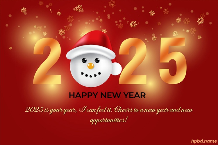 Snowman Happy New Year 2025 Greeting Cards