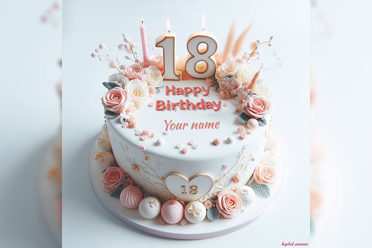 Write a name on a cute birthday cake to celebrate an 18 year old