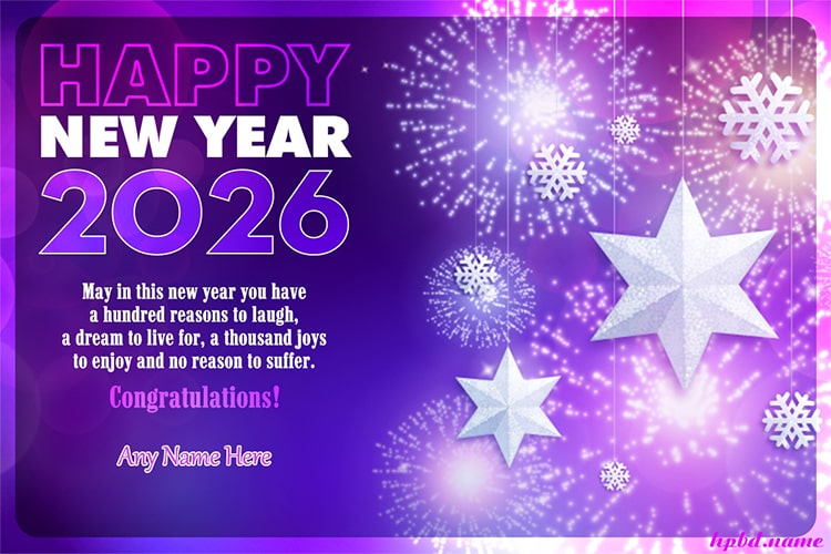 Fireworks Happy New Year 2026 Wishes Cards With Name Edit