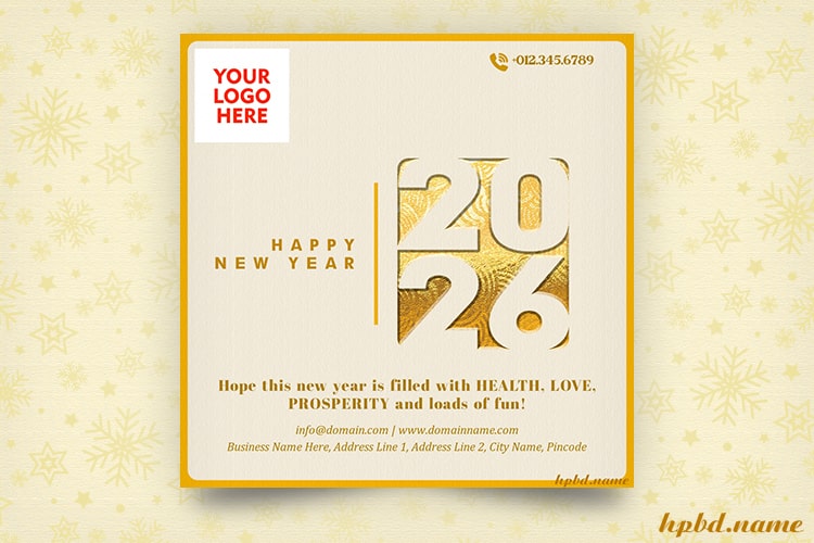 Golden New Year Wishes With Company Info