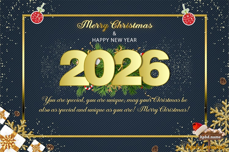Sparkling Merry Christmas And Happy New Year 2026 Greeting Cards